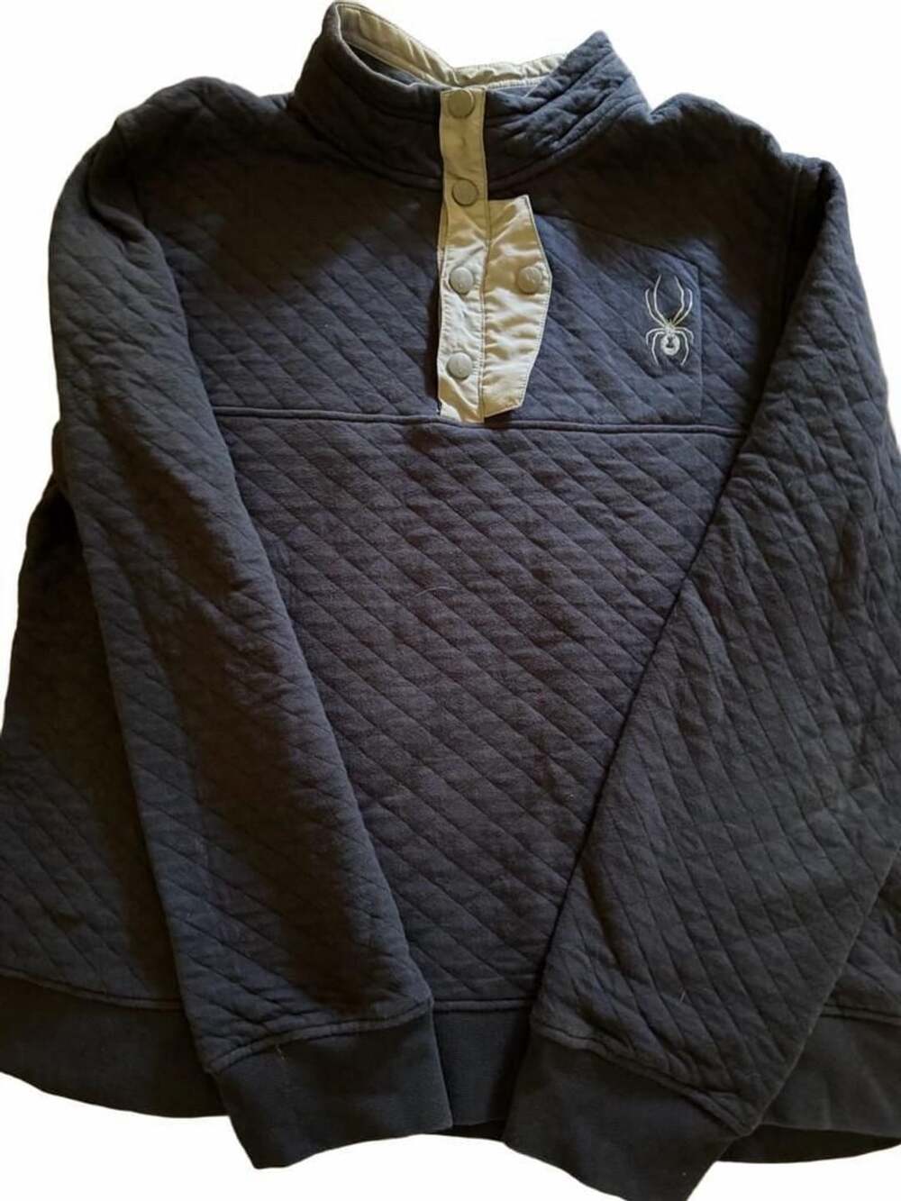 Spyder Men's Navy Blue Quilted 1/4 Snap Pullover Sweatshirt Size Large